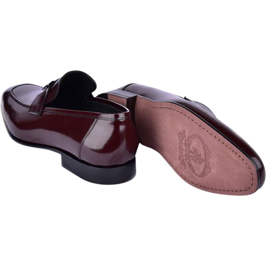 Corrente Men’s H Buckle French Calfskin Burgundy Almond Toe Loafer - shoeclassix.com