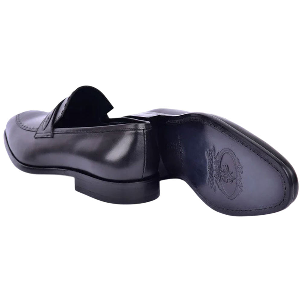 Corrente Men’s High Vamp Buffalo Leather Black Almond Toe Loafer - shoeclassix.com