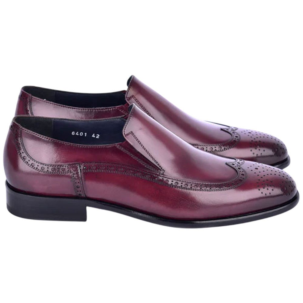 Corrente Men’s High Vamp Wingtip Burgundy Italian Calfskin Loafer - shoeclassix.com