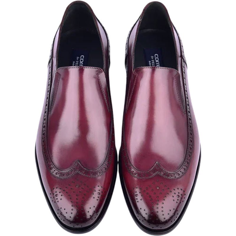 Corrente Men’s High Vamp Wingtip Burgundy Italian Calfskin Loafer - shoeclassix.com
