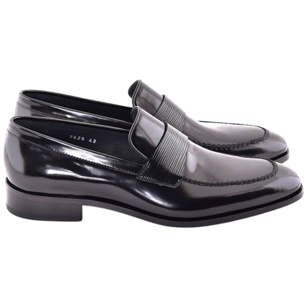 Corrente Men’s Luxe Leather Black Capt Toe Loafer - shoeclassix.com