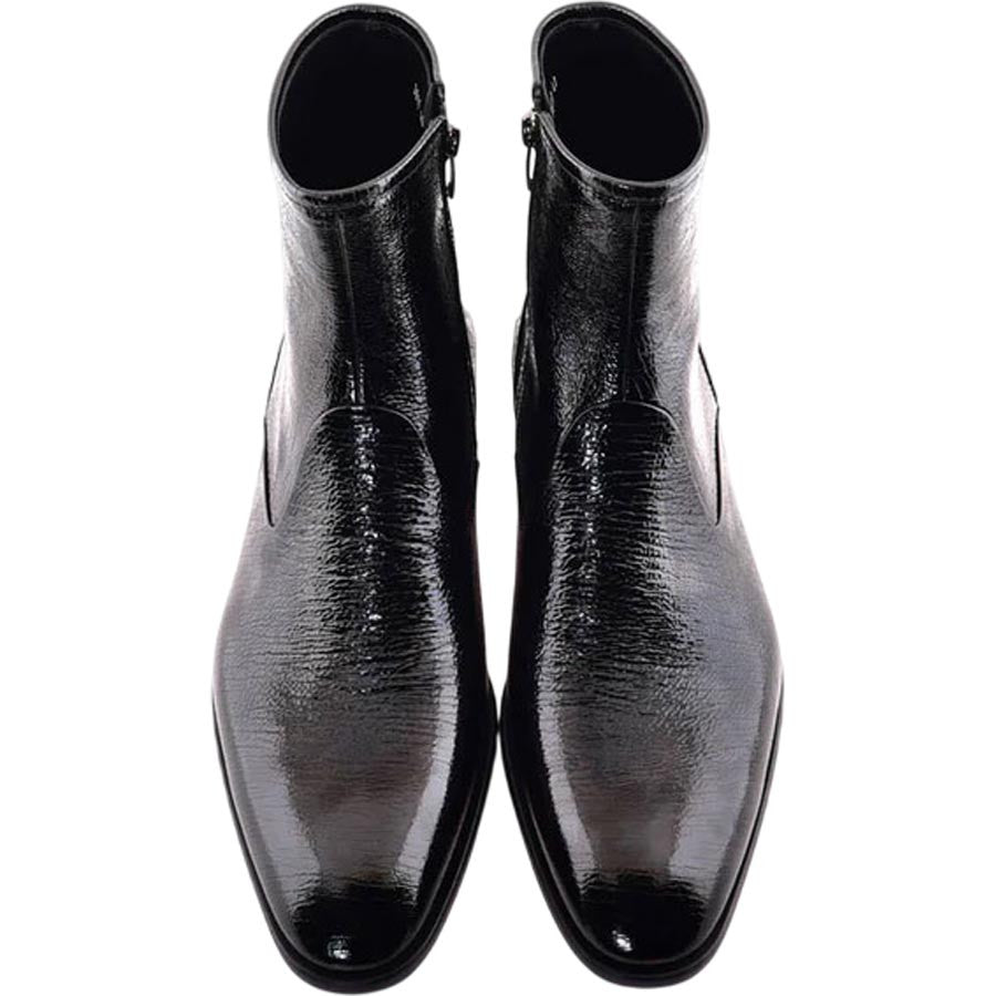 Corrente Men’s Vita Leather Black Plain Toe Boot - shoeclassix.com