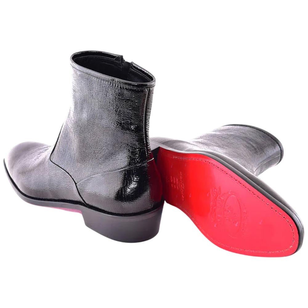 Corrente Men’s Vita Leather Black Plain Toe Boot - shoeclassix.com