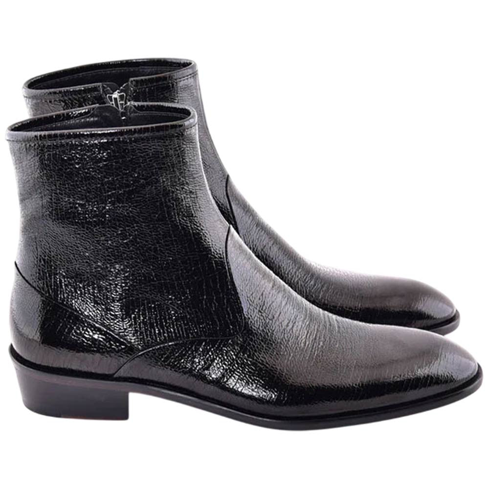Corrente Men’s Vita Leather Black Plain Toe Boot - shoeclassix.com