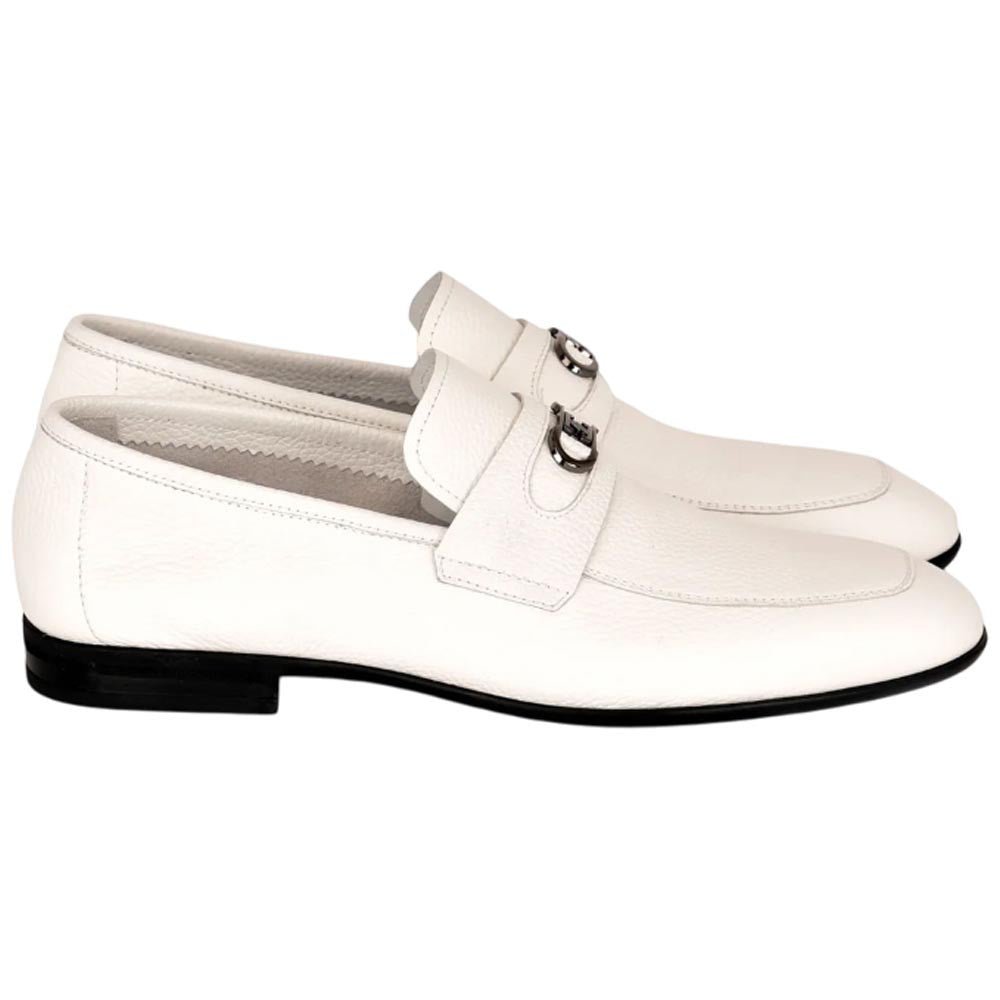 Corrente Men’s White Buttersoft Calfskin Round Toe Soft Loafer - shoeclassix.com
