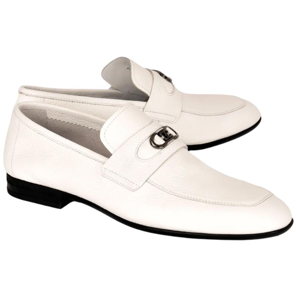 Corrente Men’s White Buttersoft Calfskin Round Toe Soft Loafer - shoeclassix.com