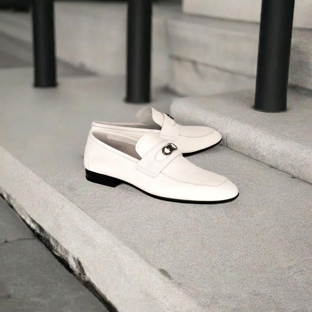 Corrente Men’s White Buttersoft Calfskin Round Toe Soft Loafer - shoeclassix.com