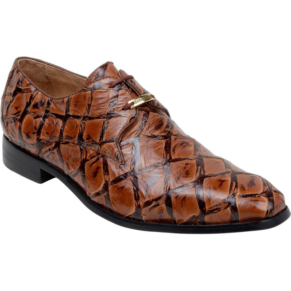 Belvedere Renzo Almond Men’s Genuine Pirarucu Dress Shoes