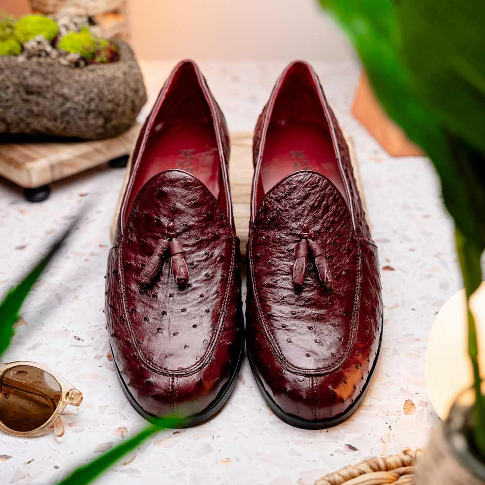 Marco Di Milano Aubiere Wine Ostrich Loafers