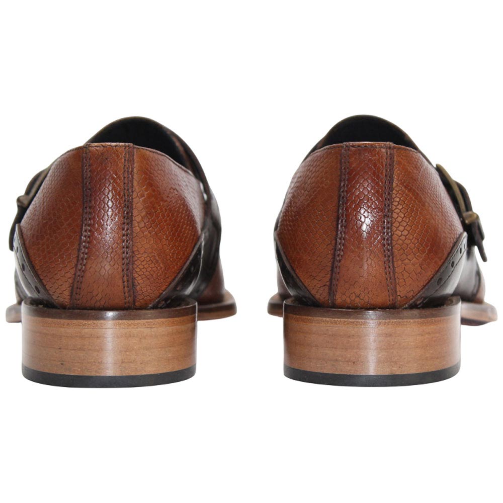 Duca Sezze Men's Cognac/Chocolate Snake Print/Calf-Skin Leather Loafers