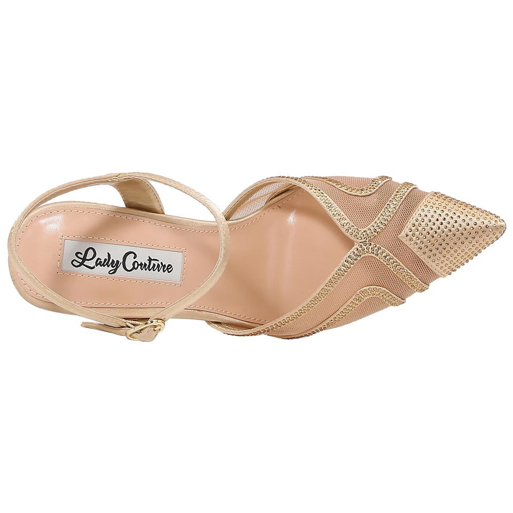 Lady Couture Gala 3.5” Sculpted Heel Pumps in Gold