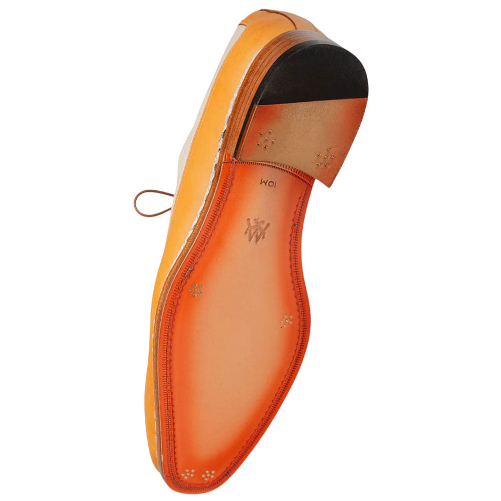 Mezlan Muro Camel & Bone Calfskin Two-Tone Moc Toe Derby Dress Shoes