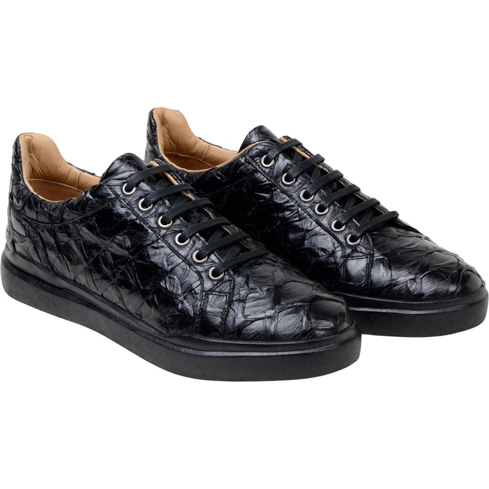 Belvedere Kingstone Black Men’s Genuine Pirarucu Sneakers