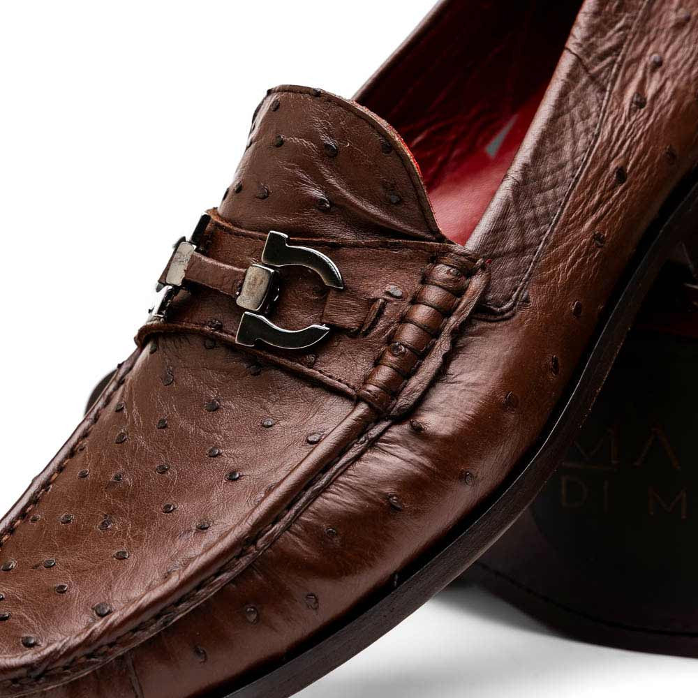 Ferrioni Kango Tabac Men’s Genuine Ostrich Moc Toe Bit Loafers | Marco Di Milano