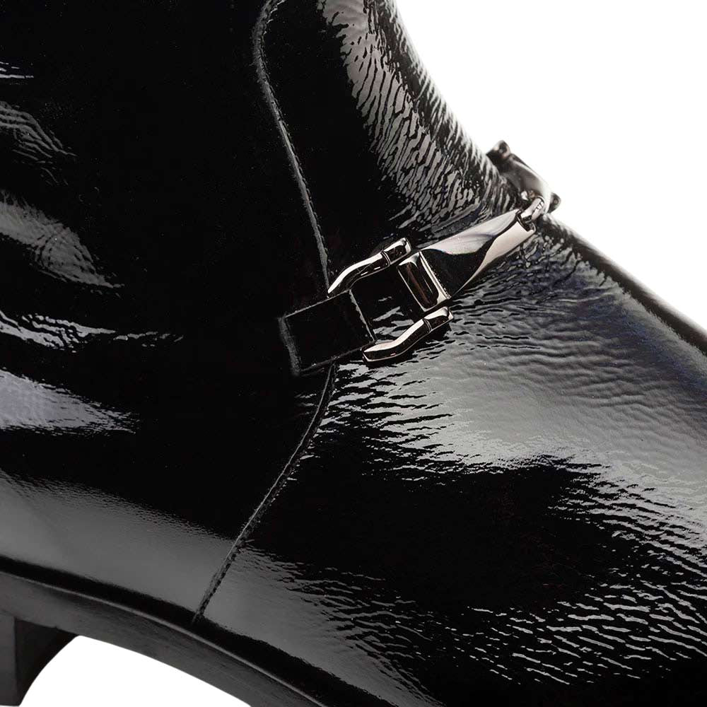 Buscemi Hi-Shine Square Toe Ornament Black Boot | Mezlan Dress Boot for Men