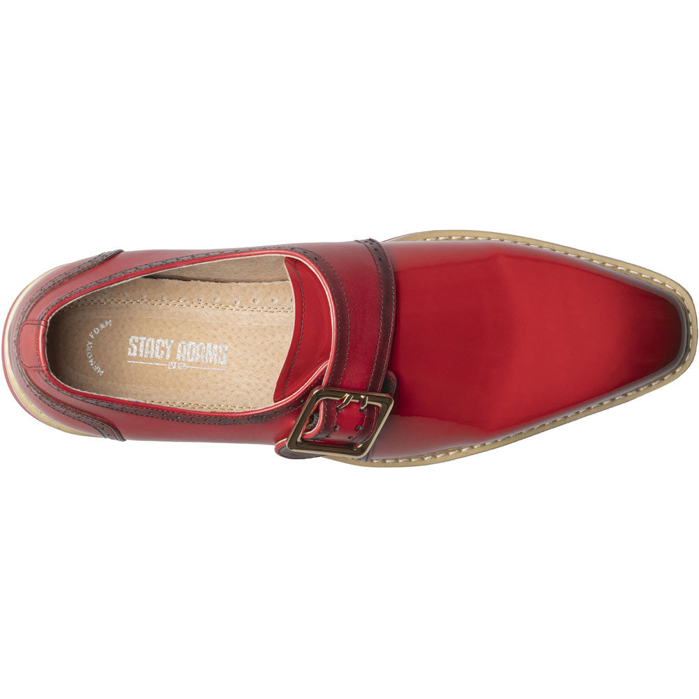 Stacy Adams Bartram Plain Toe Monk Strap in Red