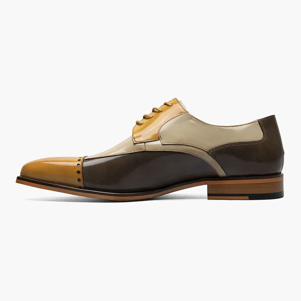 Stacy Adams Plaza Olive Multi Modified Cap Toe Leather Oxfords (USA Men Size)