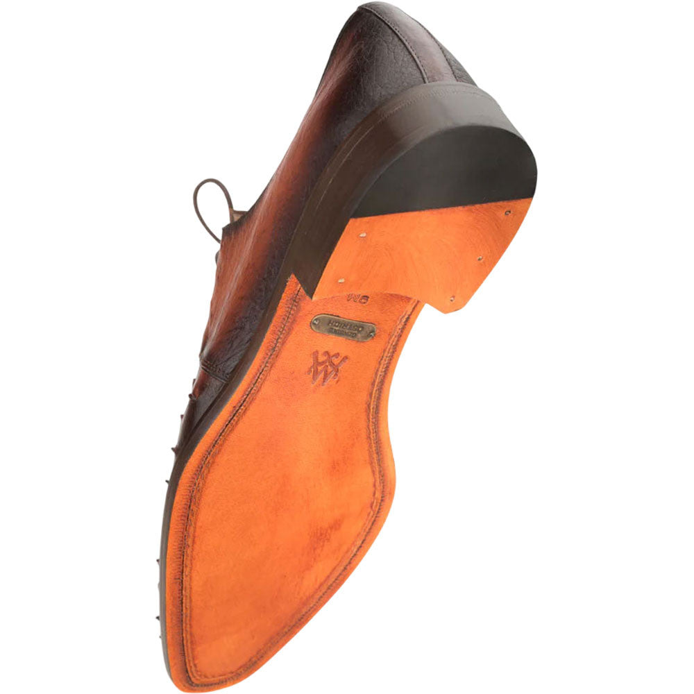 Mezlan Tillson Brandy Genuine Ostrich Derby Lace-Up Shoes - Men's Exotic Plain Toe Blucher Handmade in Spain