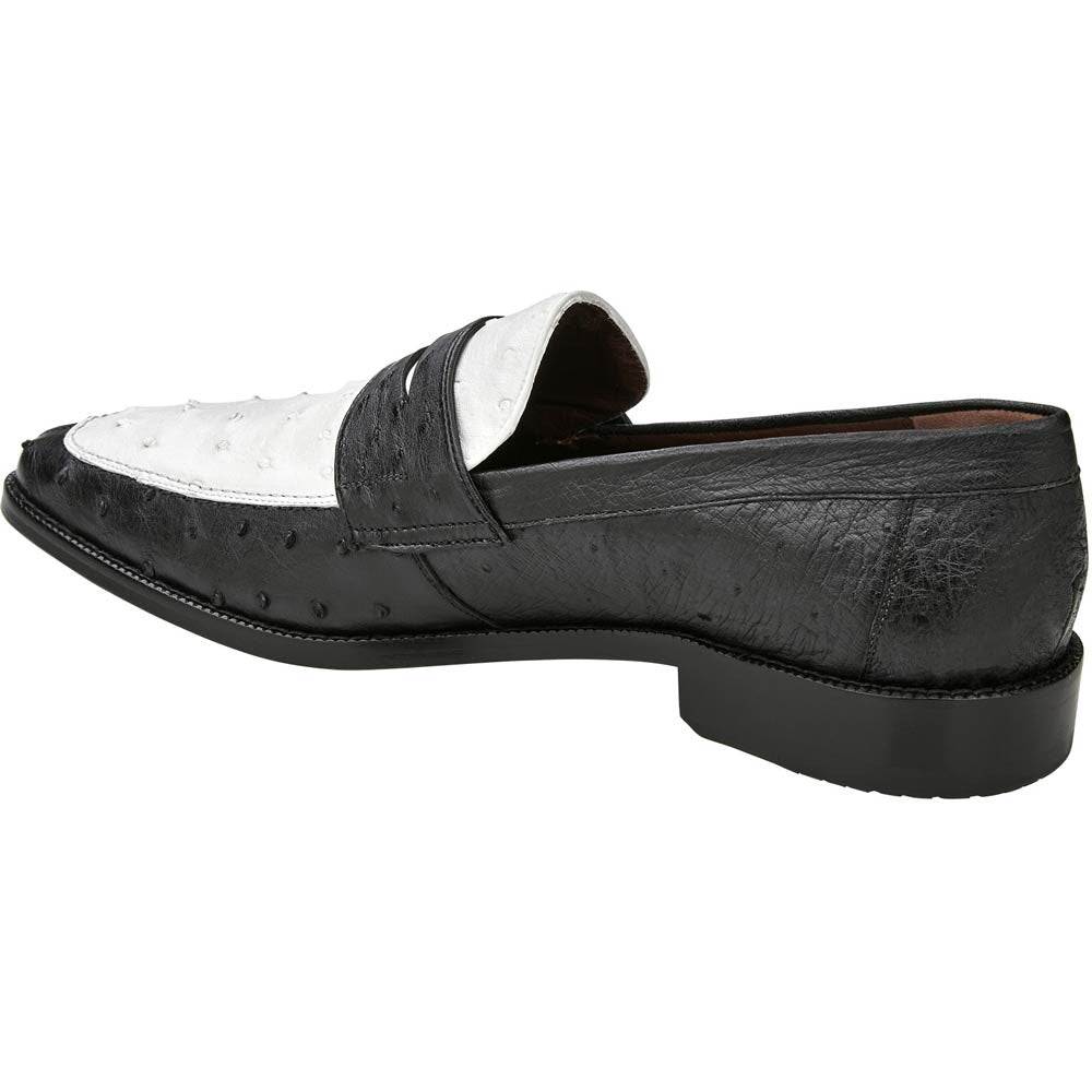 Belvedere Espada Black/White Men’s Ostrich Quill Penny Loafers