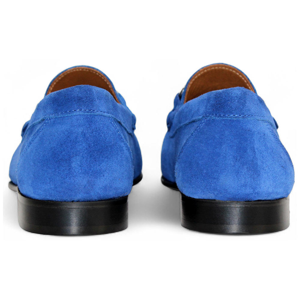 Termoli Ocean Blue Suede Leather Slip On | Duca Dress Loafers for Men