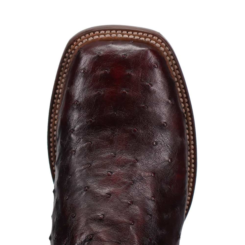 Dan Post Men’s Alamosa Black and Cherry Full Quill Ostrich Boots - shoeclassix.com