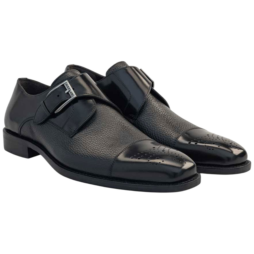 Phoenix Black Genuine Deerskin Monkstraps by Mezlan