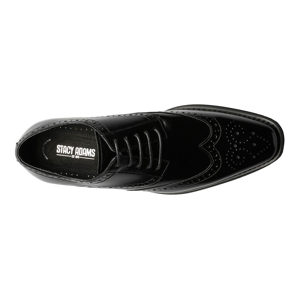 Tinsley Black Buffalo Leather Wingtip Oxfords by Stacy Adams