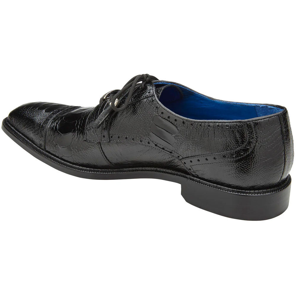 Belvedere Batta Black Men's Genuine Ostrich Cap Toe Lace Up Shoes