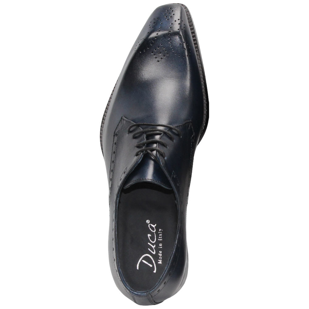 Duca Arpino Navy Blue Genuine Italian Calfskin Lace-Up Shoes