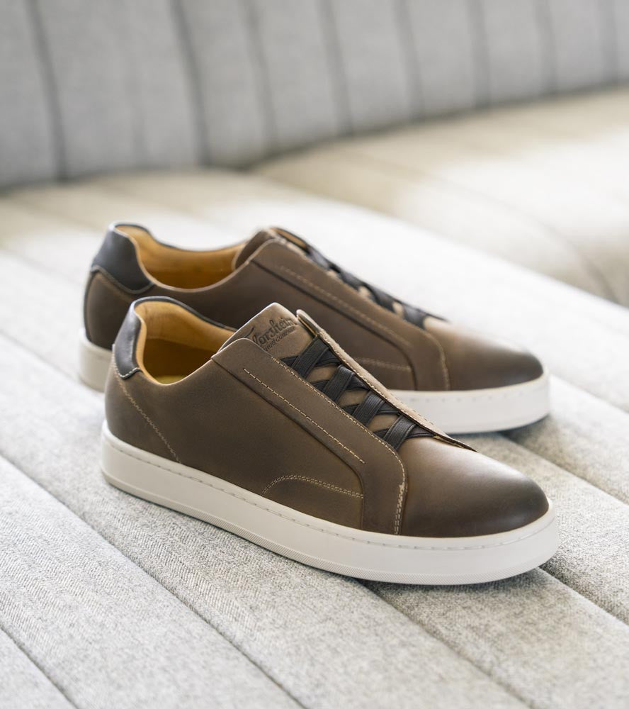 Monopoli Elastic Lace To Toe Sneaker | Florsheim Brown CH Dress Sneakers for Men