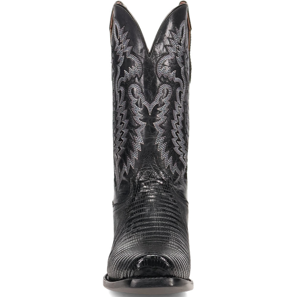 Dan Post Ringold Lizard Skin Antique Black 13" Cowboy Heel Boots (USA Men Size)