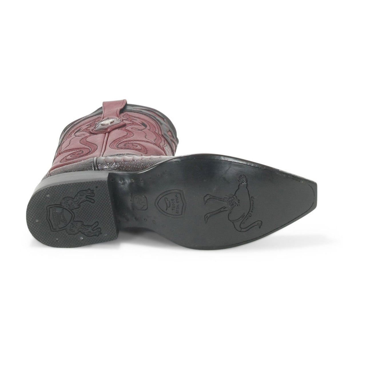 Wild West Burgundy Ostrich Leg Snip Toe Boots