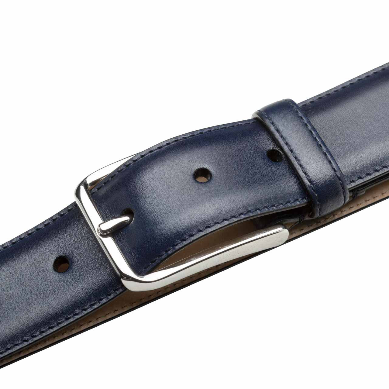 Mezlan Men's Classic Center Piperd Calfskin Belt in Blue
