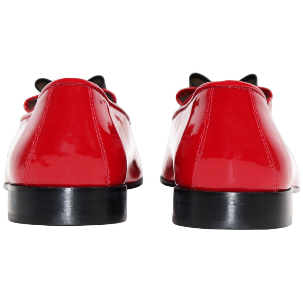 Amalfi Red & Black Velvet & Patent Leather Slip on | Duca Bow Dress Loafers