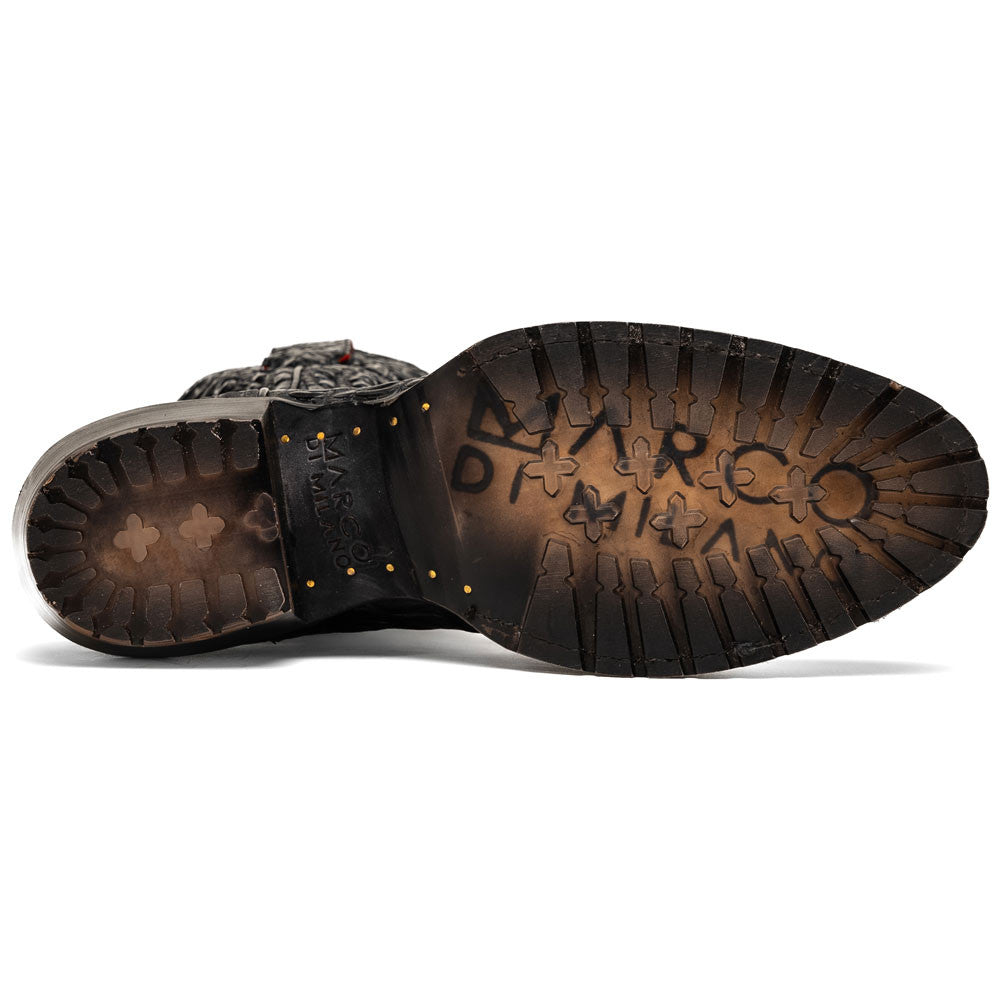 Marlboro Genuine Hornback Caiman Skin Black Cowboy Boot | Marco Di Milano Western Boots