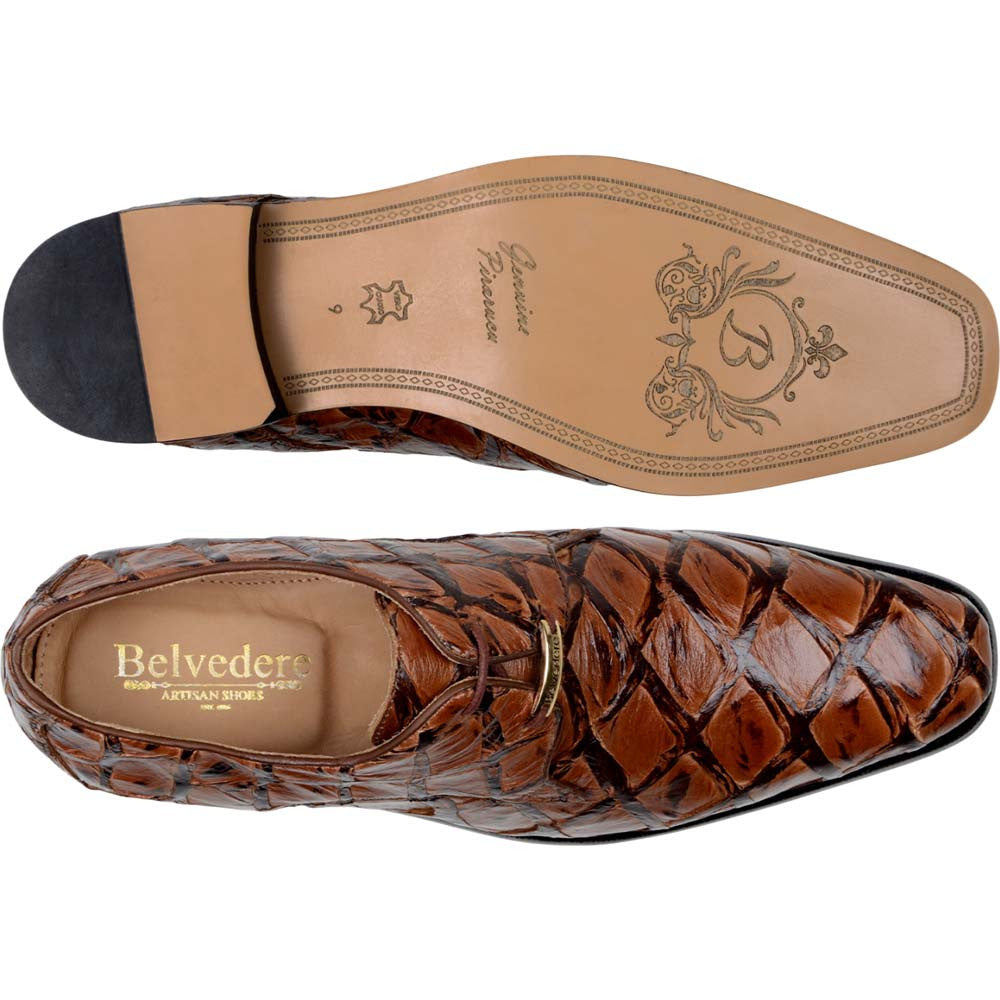 Belvedere Renzo Almond Men’s Genuine Pirarucu Dress Shoes