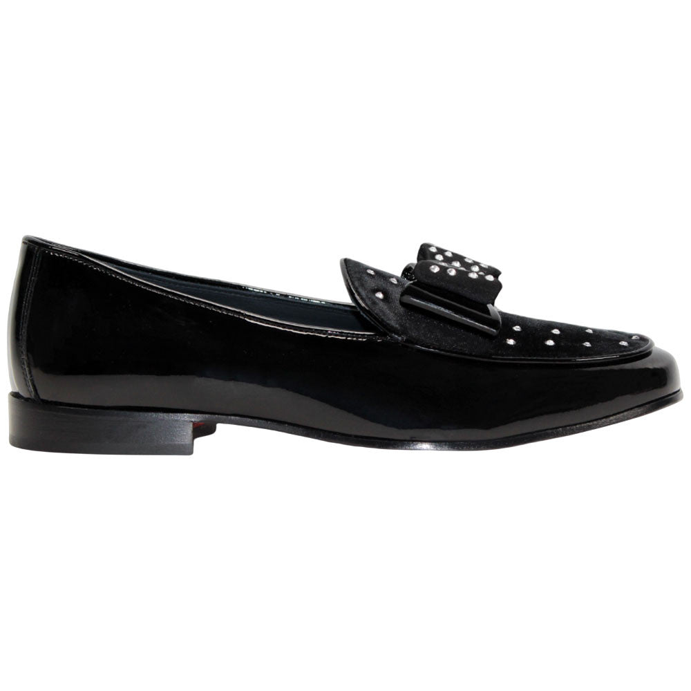 Maratea Black Patent Leather/Velvet/Crystal Slip On Loafers | Duca Dress Shoes for Men