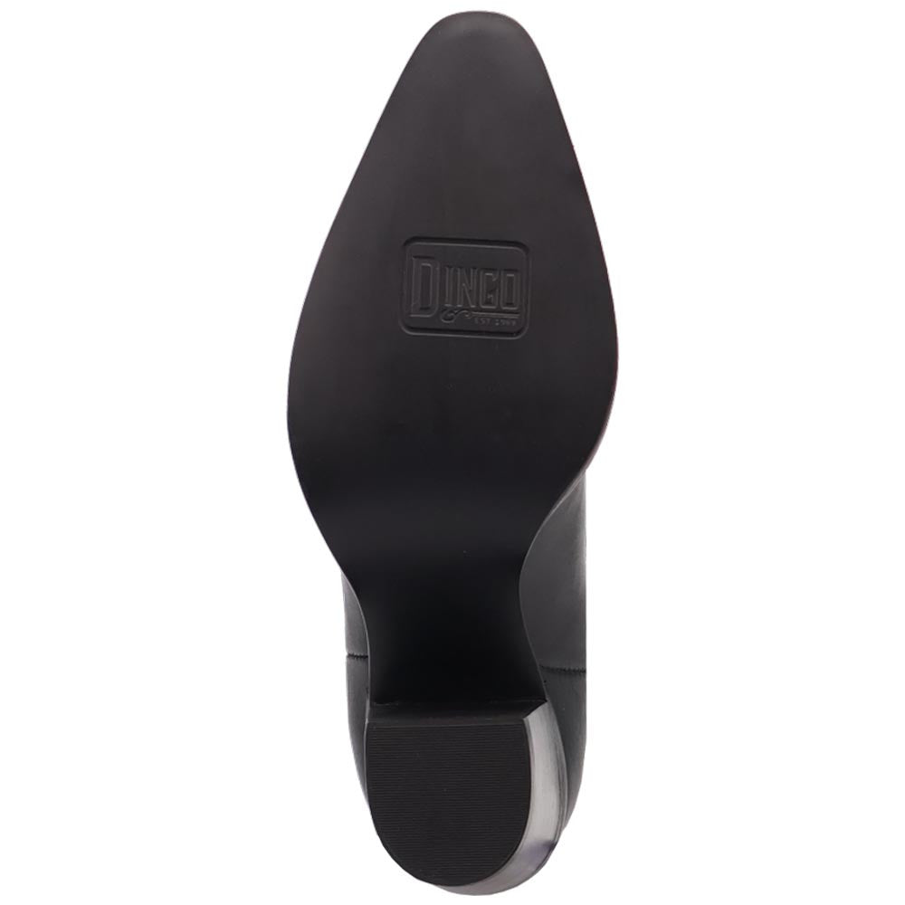 Hensley Black on Black Embroidered Leather Snip Toe Women Boot | Dingo