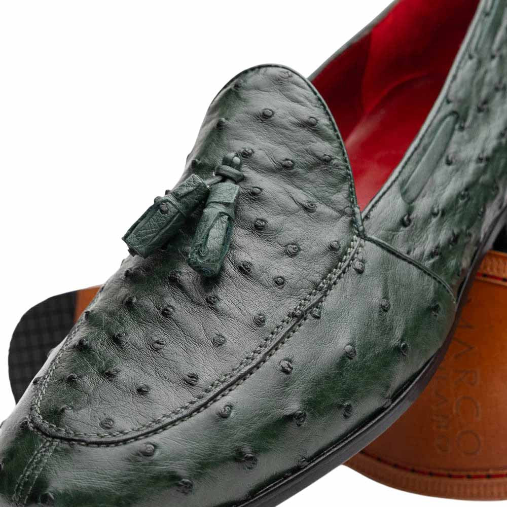 Marco Di Milano Aubiere Forest Green Ostrich Loafers