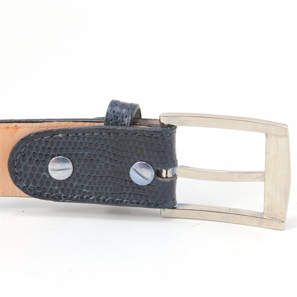 Belvedere Men's Black Crocodile Belt