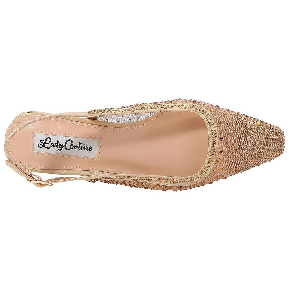 Lady Couture Kara 0.75” Block Heel Flats in Gold