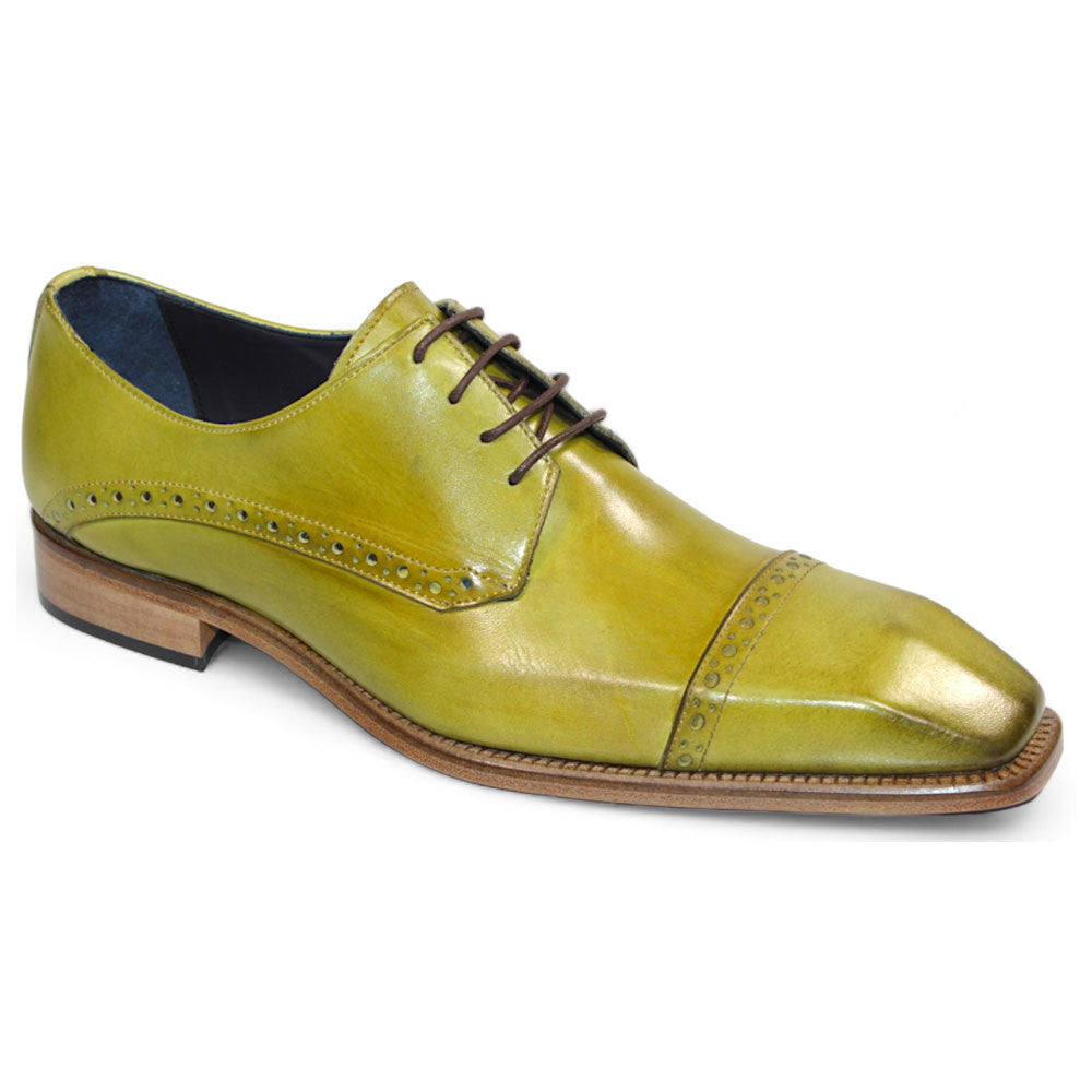 Duca Lombardi Men's Olive Calf-Skin Leather Oxfords Shoes