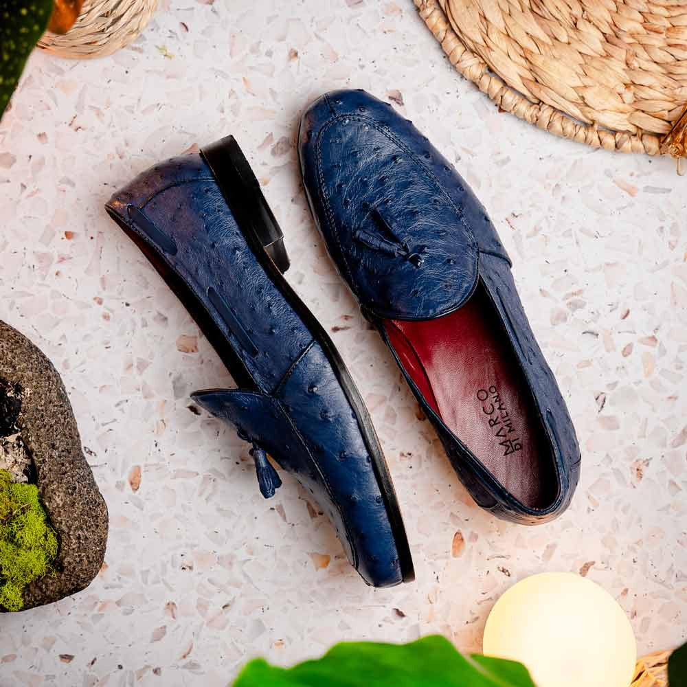 Marco Di Milano Aubiere Navy Ostrich Loafers