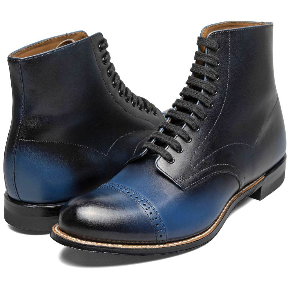 Stacy Adams Madison Blue Anaconda Print Leather Cap Toe Boots (USA Men Size)