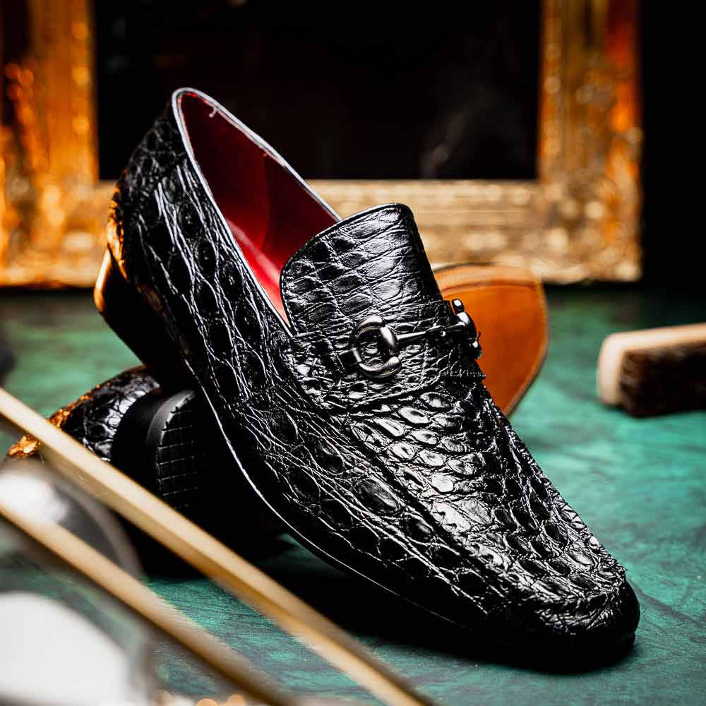 Landro Men’s Genuine Caiman Skin Moc Toe Bit Loafers | Marco Di Milano