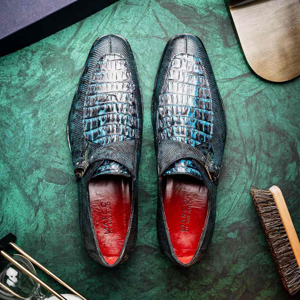 Toluca Genuine Crocodile and Lizard Skin Monk Strap | Marco Di Milano Exotic