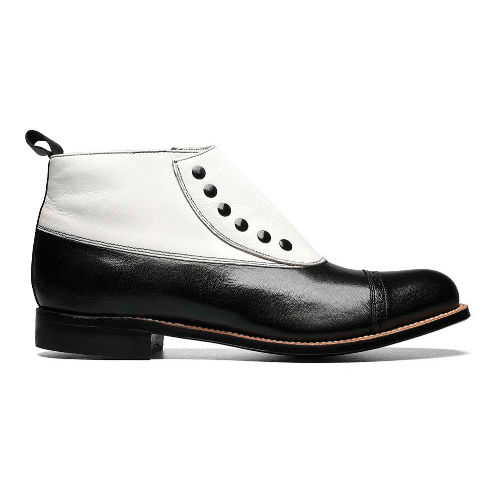 Stacy Adams Madison Black & White Spat Cap Toe Ankle Boot