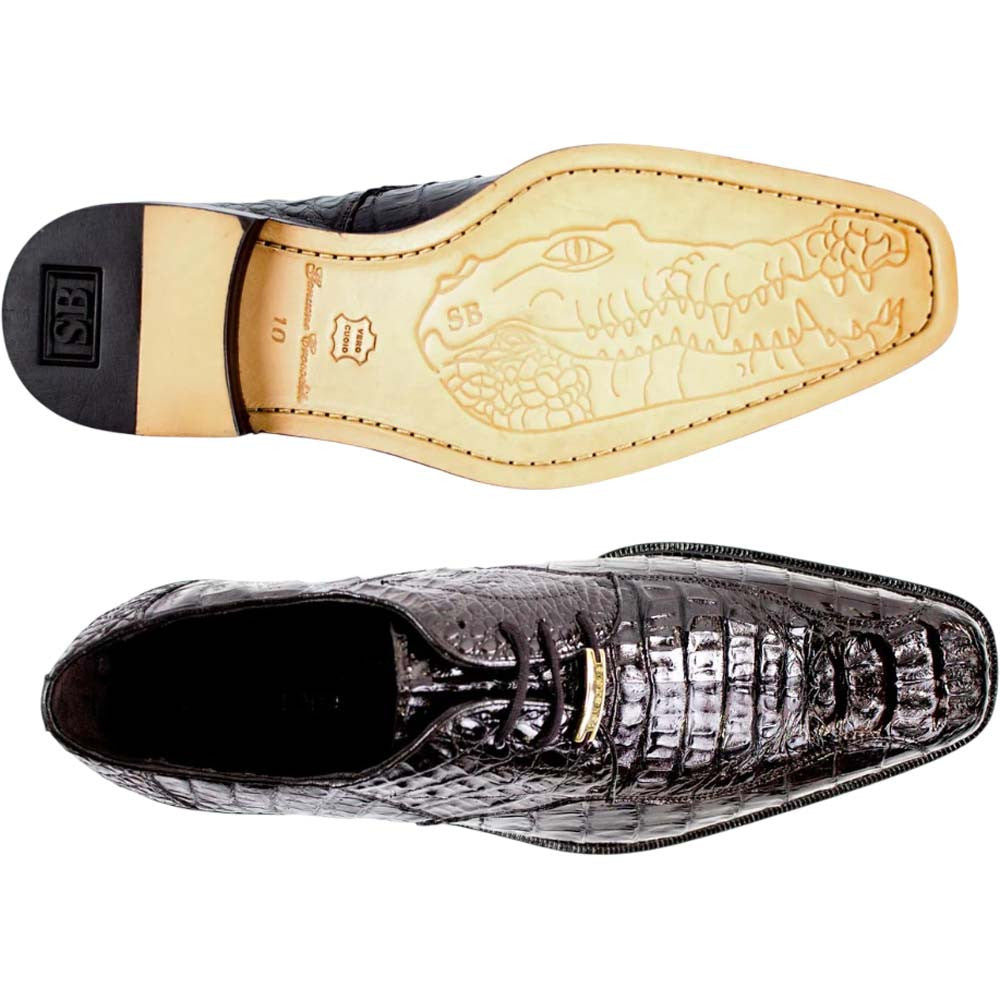 Belvedere Chapo Brown Men’s Hornback Crocodile Shoes