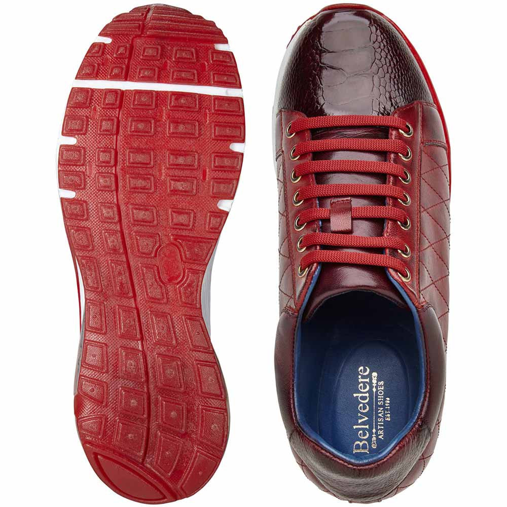 Belvedere Sacco Men's Exotic Ostrich & Quilted Calf-Skin Leather Sneakers