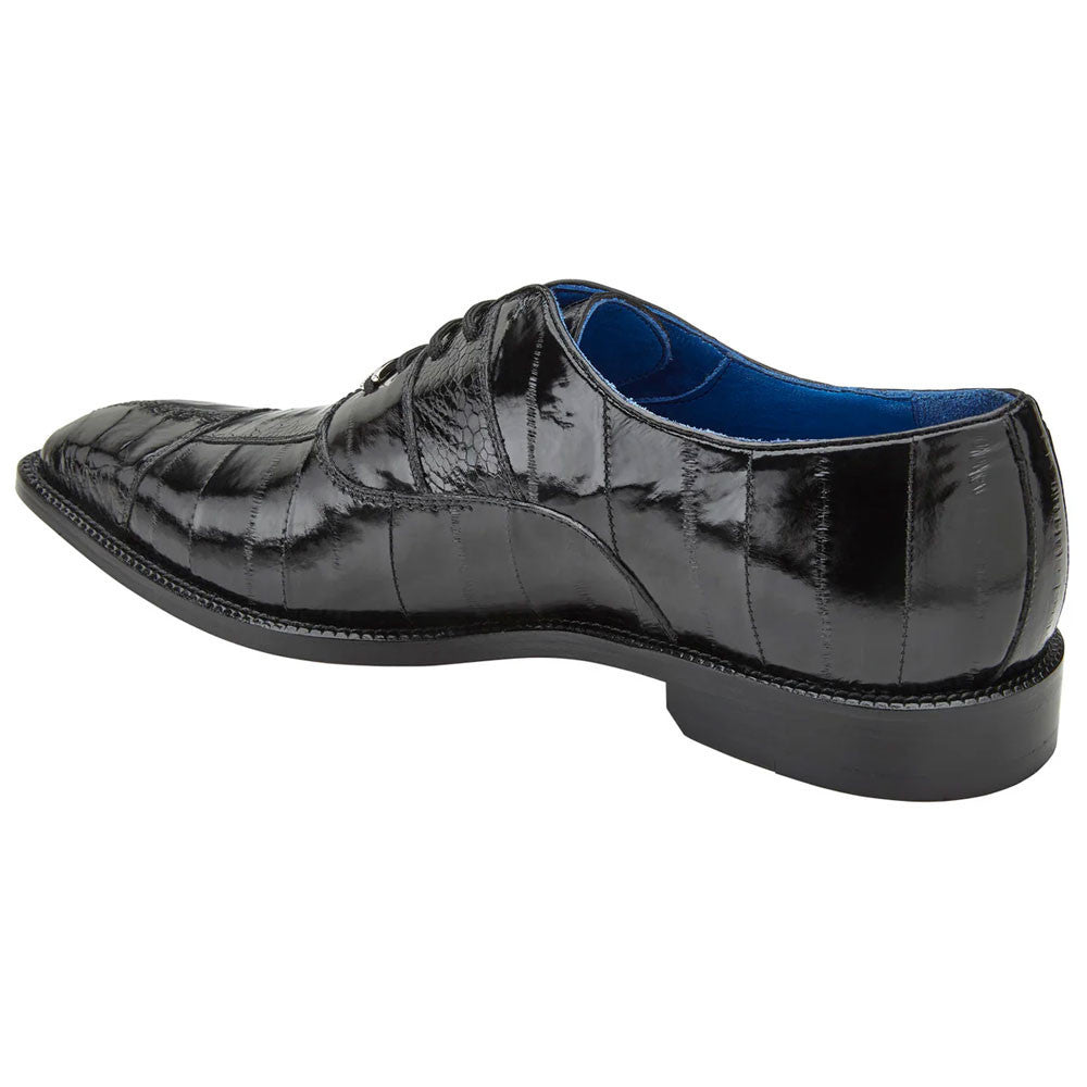 Belvedere Men's Oxfords Black Ostrich & Eel Shoe